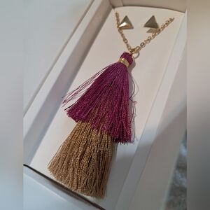 Lily Sky tassel necklace and earrings set
